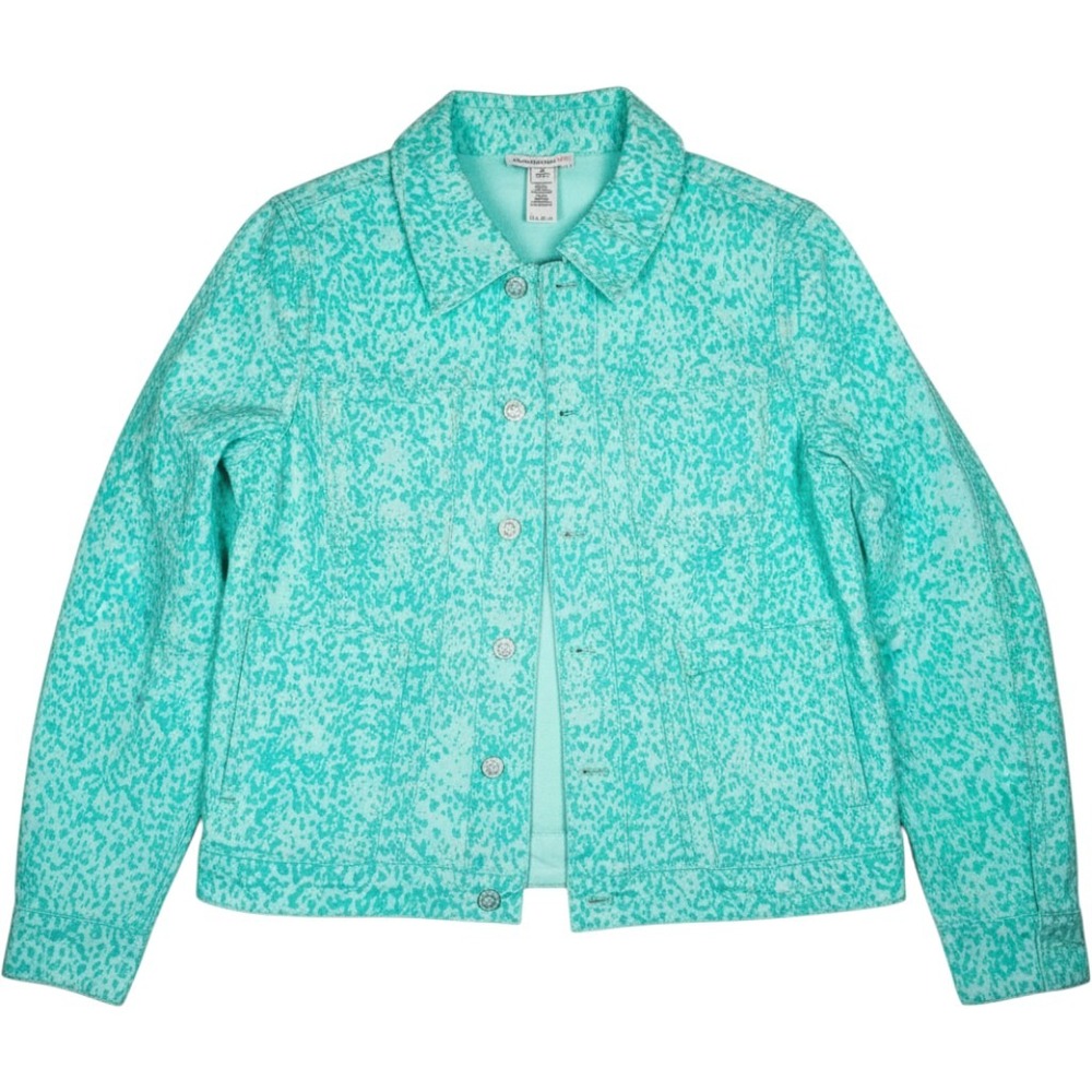 Isaac Mizrahi Live! Reversible Denim Jacket A240475 Womens 10 Aqua Animal Print